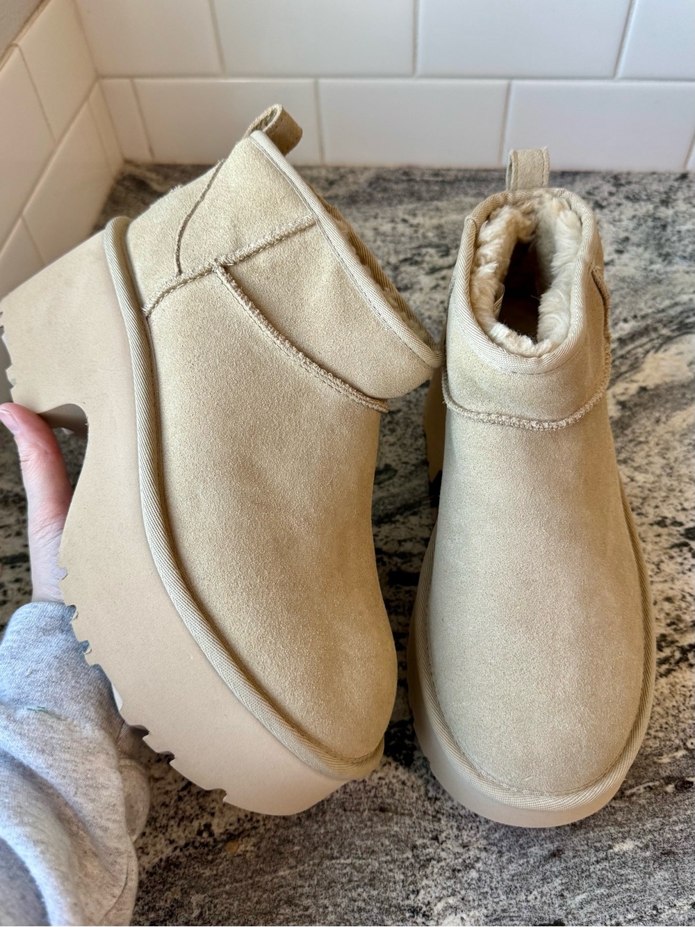 UGG Ultra Mini New Heights in Mustard Seed. Size 9. Like new.